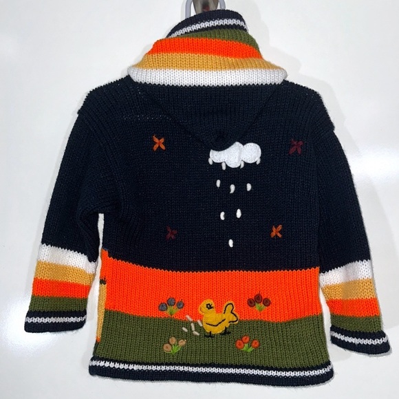 Peruvian Kids Knit Appliqué Hooded Cardigan - Picture 3 of 5